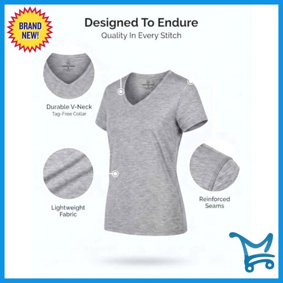 5-Pack Women's Dry-Fit V-Neck Workout Tees, Relaxed Fit, XS-3X - Picture 4 of 7